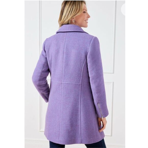 NWT Talbots Lilac Purple NATALIA MOTO  Italian Wool Blend Front Zip Jacket 14P - Picture 2 of 10